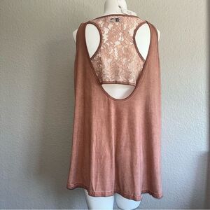Very Moda Rose Pink Sleeveless Tunic Top Lace Back Medium M NWT